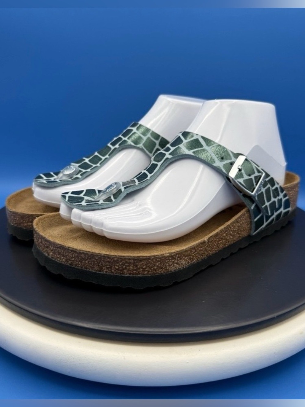 Birkenstock 💅🌴 Ocean Breeze Gator Birko-Flor Leather Sandals Slides 7 7.5 38 NEW